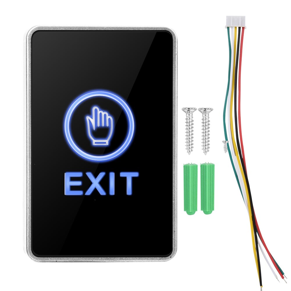 터치 센서 패널 NO NC COM Exit LED 조명 액세스 제어 스위치 버튼 홈 보안 도어 스위치 버튼